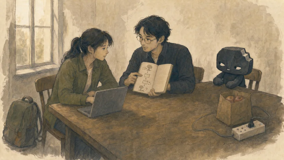 Nil asks Mira to check the sequence of actions he has written down.